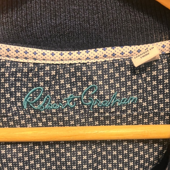 Robert Graham - Men’s Large - Zip-up Sweater - Blue - 80% Cotton 20% Polyester - - Picture 3 of 12